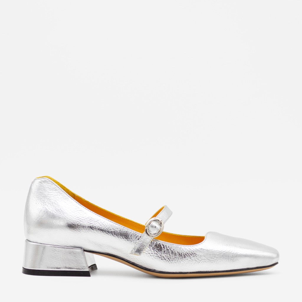 Elegant sølv Mary Jean med lav hæl