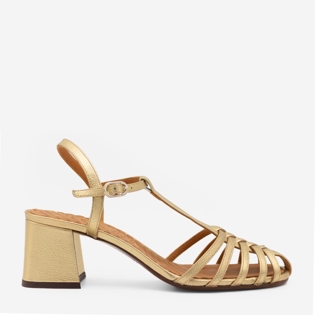 Champagnefarget Mustel - den optimale sandalen til fest!