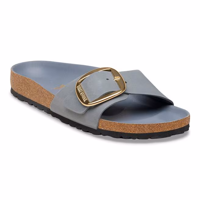 Basalt grey smal Madrid Big Buckle med gullspenne