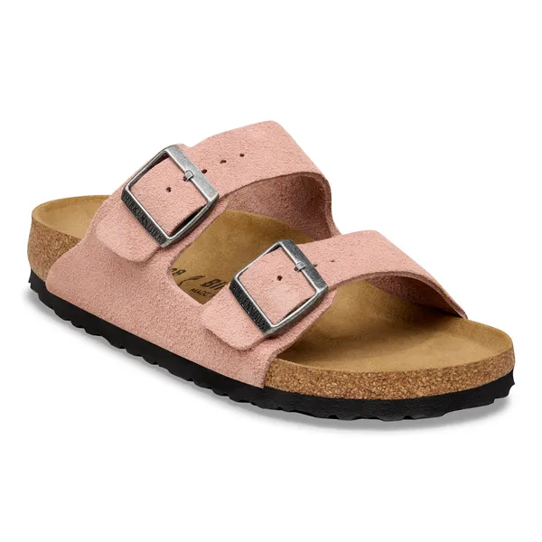 Pink clay Arizona i semsket skinn med metallspenner